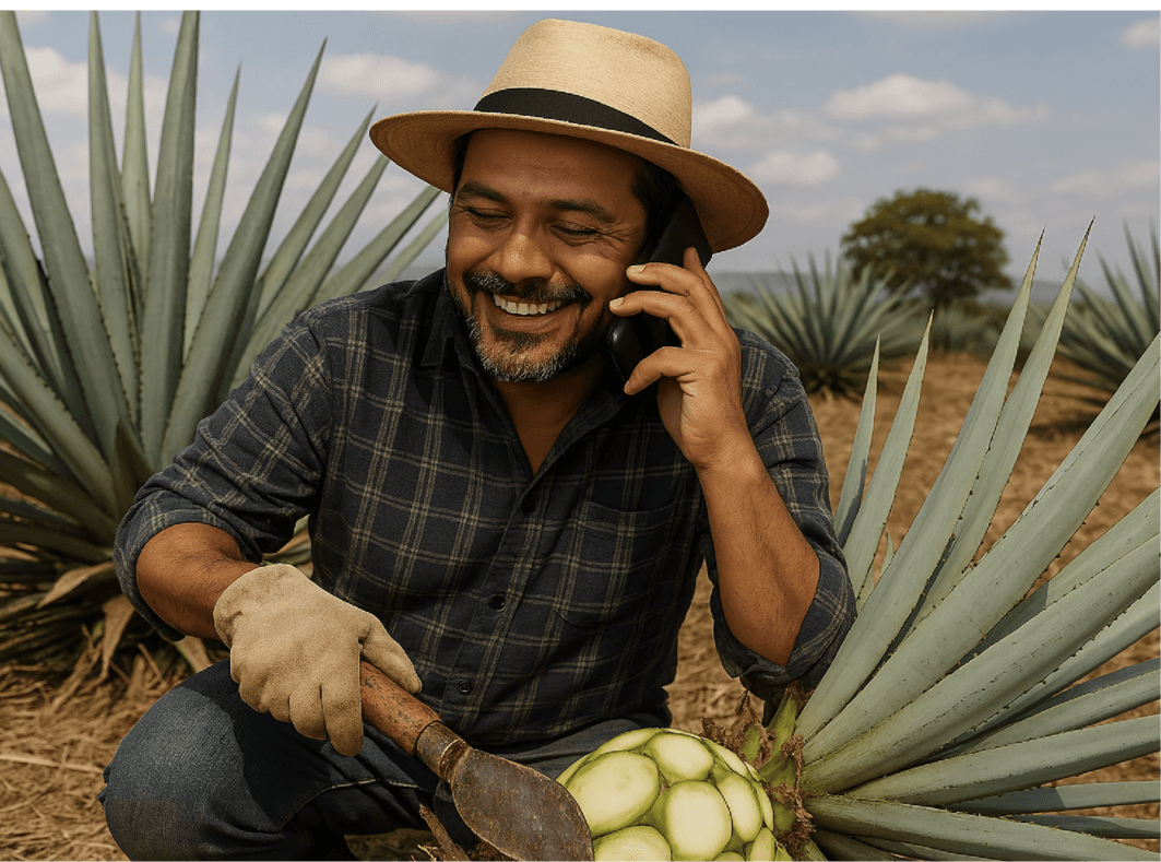 Jimador con teléfono